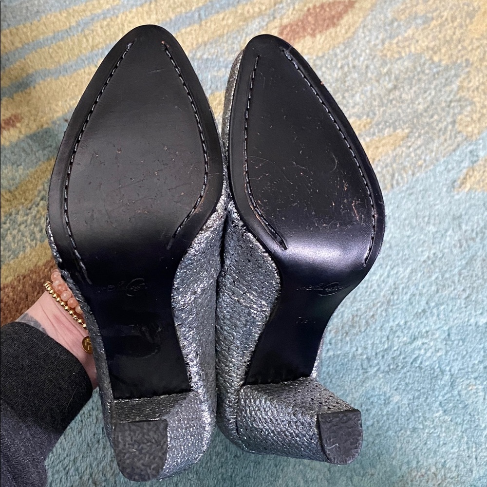 Rachel Comey Silver Metallic Fabric Heels Size 7.5 - Picture 5 of 7